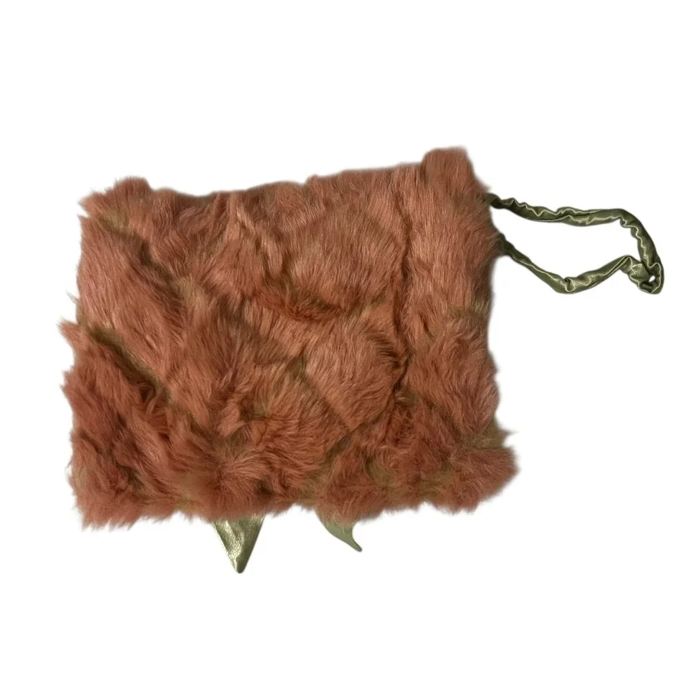 Wills River Co Faux Fur Bow Clutch Wristlet Bag Pink Green Coquette Size OS